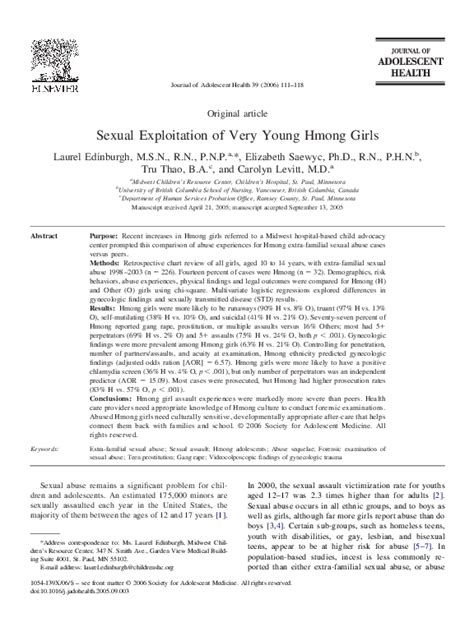 Sexual exploitation of very young Hmong girls